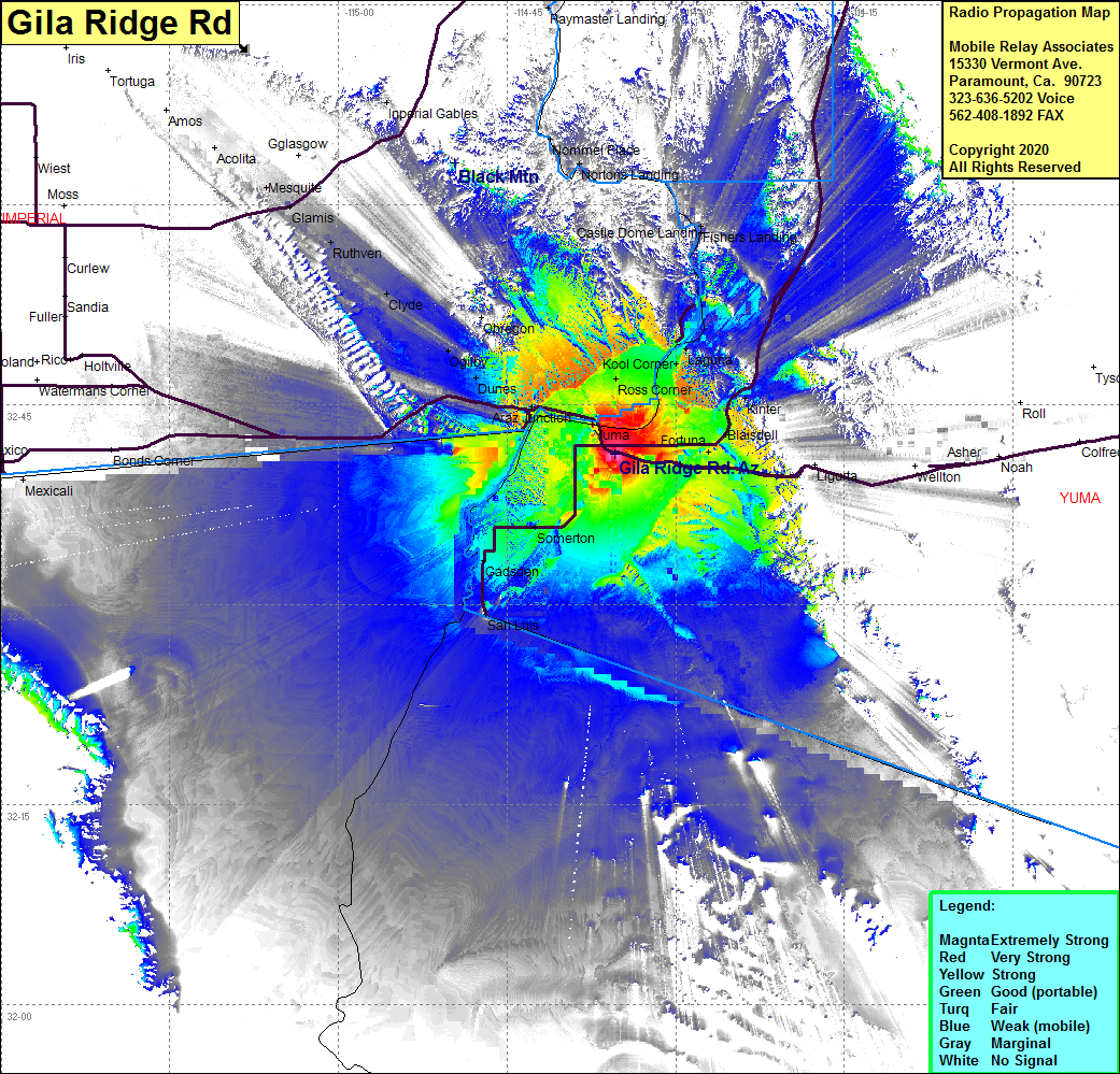 heat map radio coverage Gila Ridge Rd
